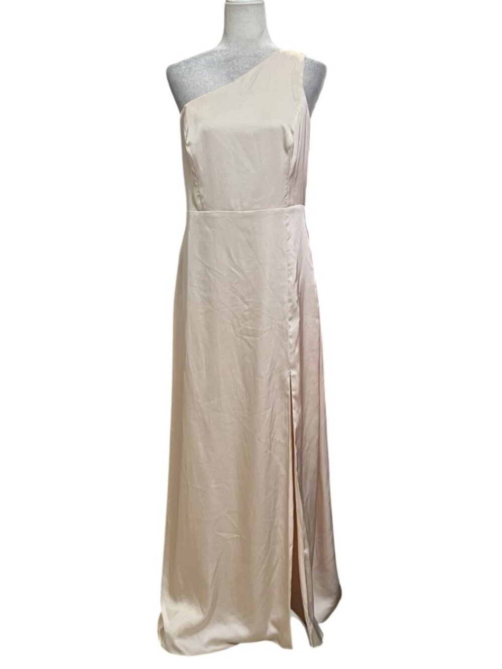 Birdy Grey One Shoulder Satin Bridesmaid Dress XL Misty Rose Pink Formal Gown